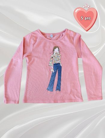 T-shirt haut manches longues fille 5 ans