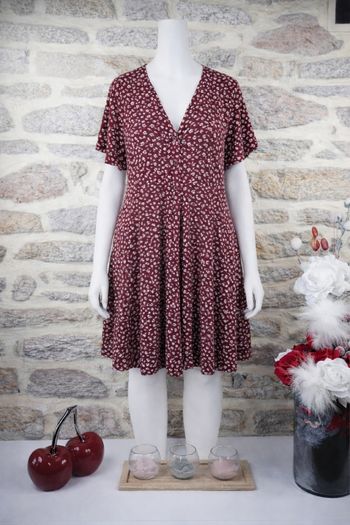Robe fleurs de Bourgogne bordeaux et blanc Femme Taille 54 marque Missguided 🌺 