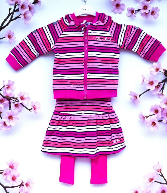 LITTLE MARCEL - NEW - ENSEMBLE 2/3P BÉBÉ FILLE RAYURES & TONS LUMINEUX 12/18M - photo numéro 3