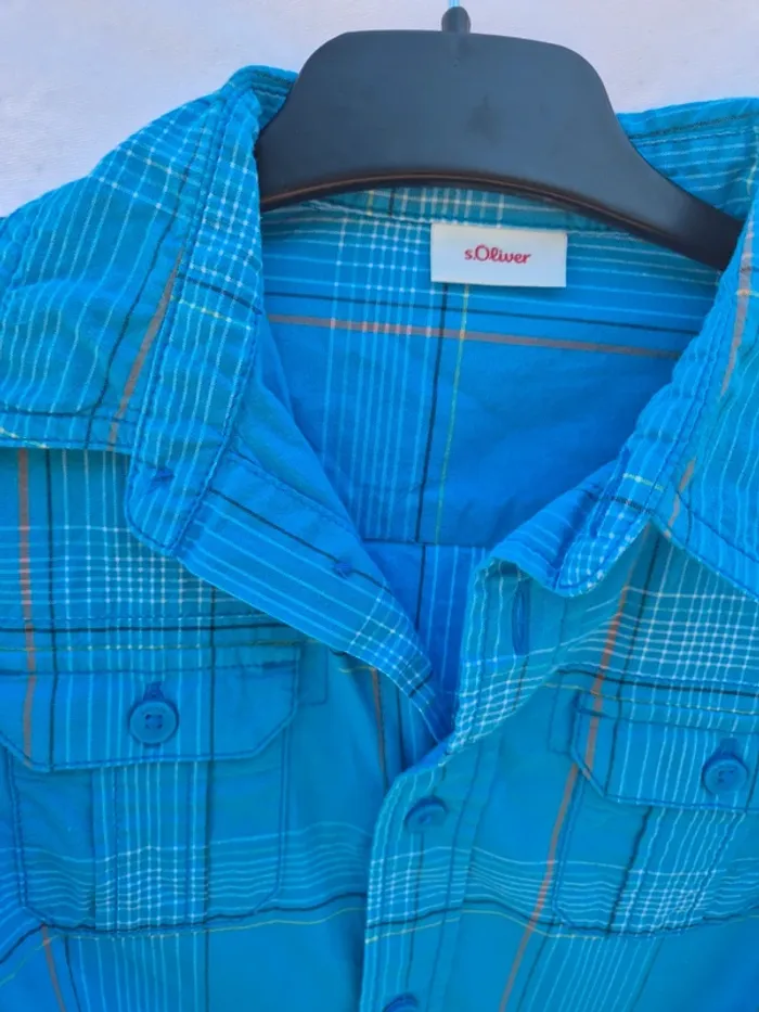 Chemise bleue a carreaux - photo numéro 2
