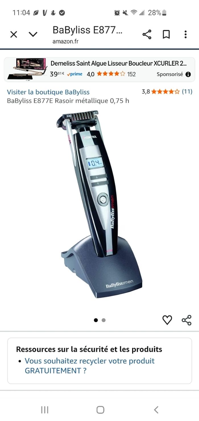 Tondeuse à Barbe Babyliss i-Control & Shave, E877e. - photo numéro 2