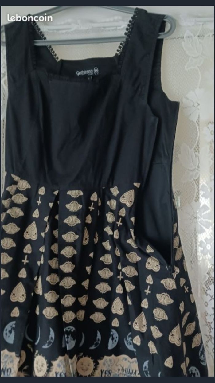 Robe Gothicana by EMP, évasée - beige, noir - photo numéro 3