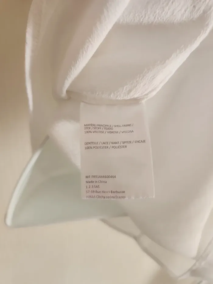 Blouse blanche manches dentelle courtes 123 36 - photo numéro 12