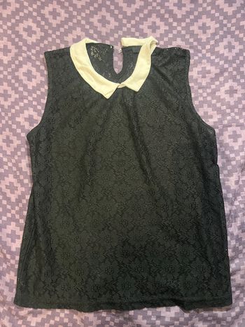 Débardeur noir à col dentellé Mim NEUF