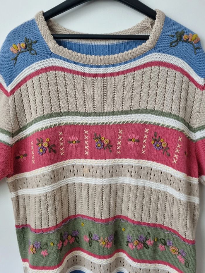 Top en coton brodé coloré vintage - photo numéro 5