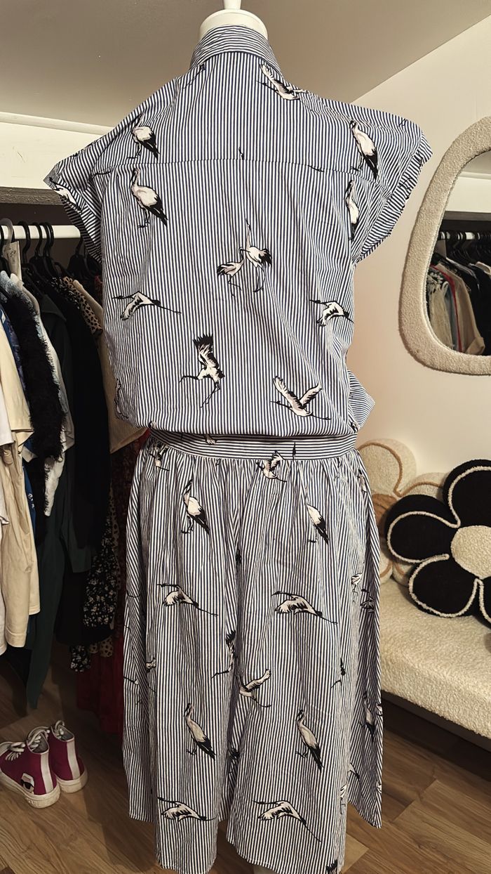 Ensemble haut chemise + jupes à rayures Vadim T36/38 - photo numéro 3