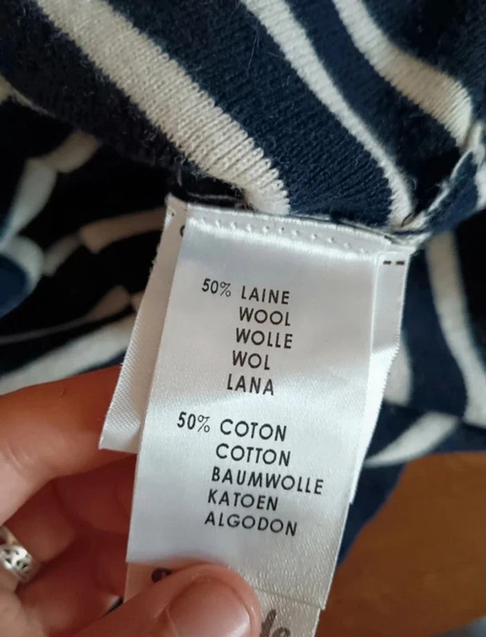 Pull marinière marine blanc laine Cyrillus - photo numéro 7