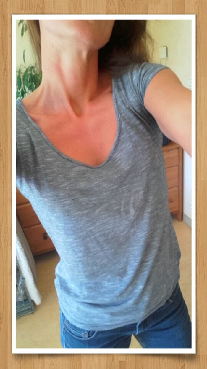 Tee shirt - petit haut - cache cache - femme - taille 1 - taille 36 - photo numéro 3