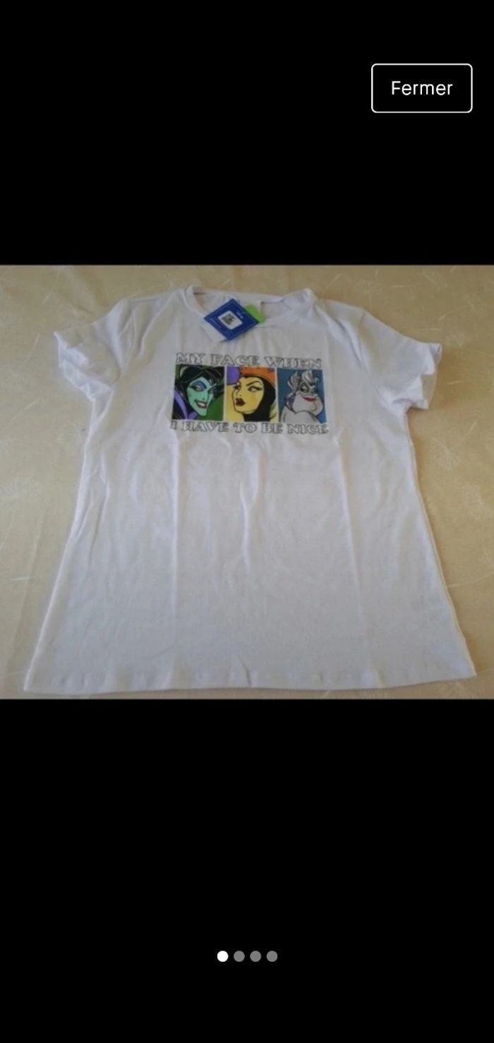 TS manches courtes blanc méchantes Disney taille S neuf