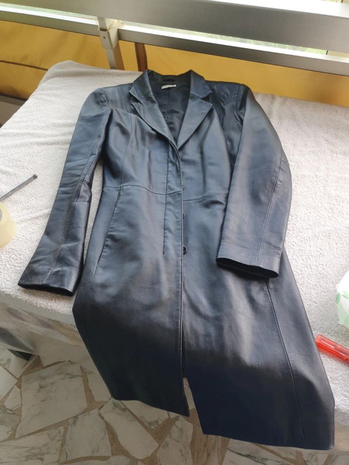 Manteau long en cuir souple