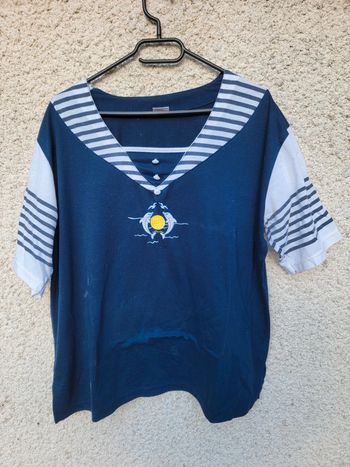 T-shirt unique marinière dauphin soleil vintage chic