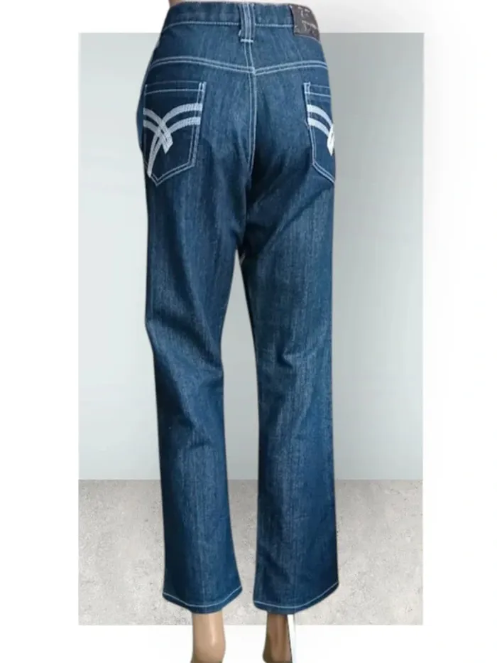 Jean Raw Blue ,coupe droite jambe large ,taille haute ,extensible - photo numéro 4
