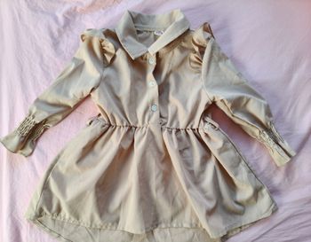 Robe chemise légère manches longues fille beige 90 cm