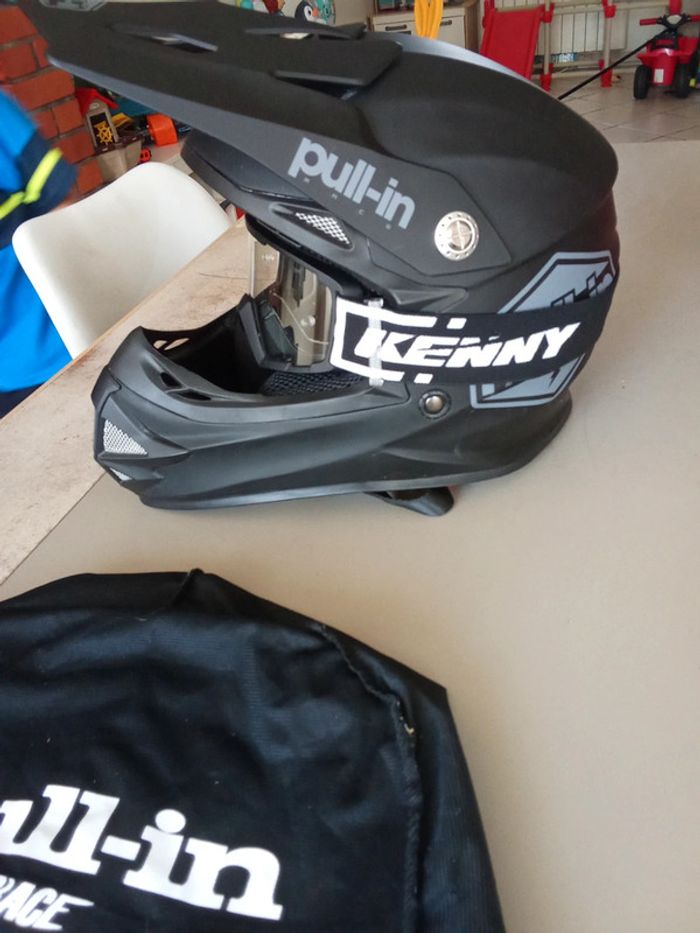 Casque moto enfant pull in race YM 50-51cm avec lunettes kenny - photo numéro 7