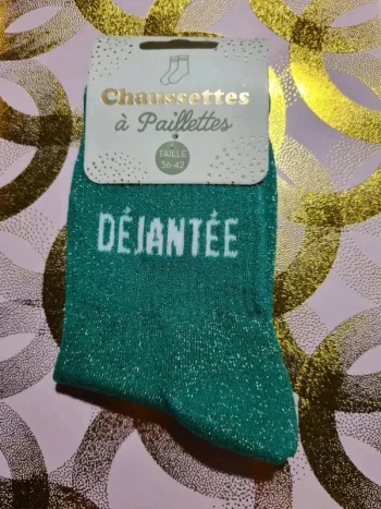 Chaussette à paillettes message