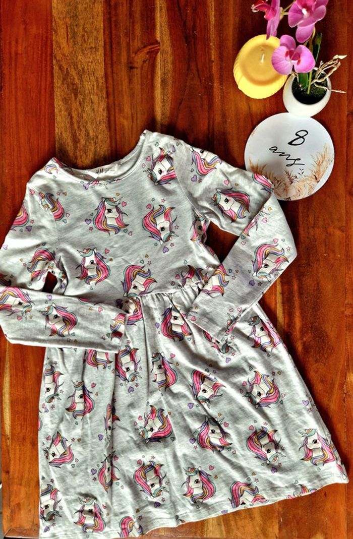 Robe fine manches longues licornes 8 ans
