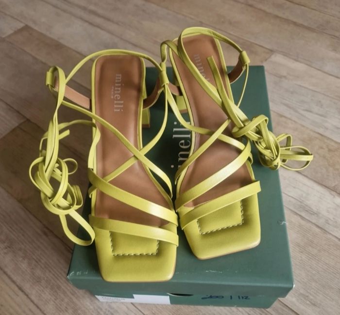 Spartiates cuir à talon pistache Minelli - photo numéro 5