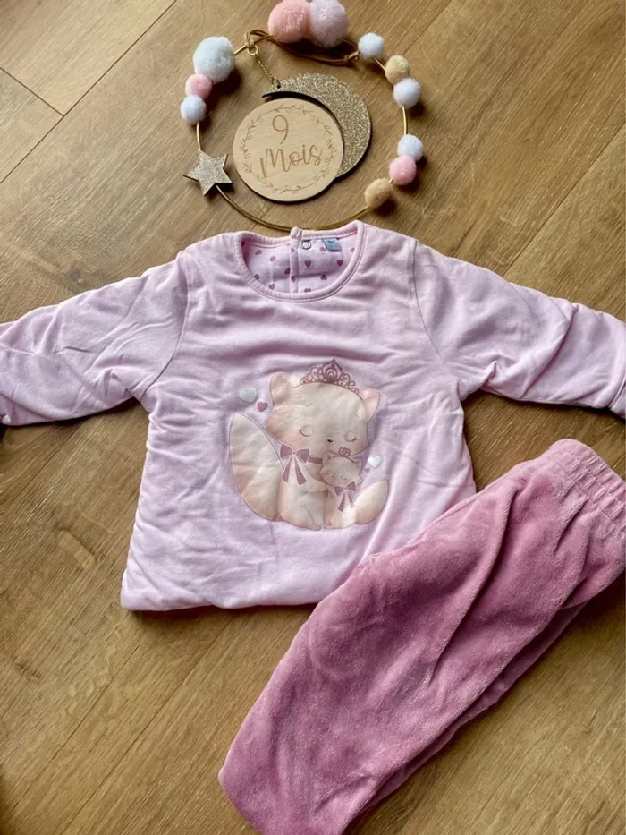🌟Ensemble haut et bas velours filles - 9 mois