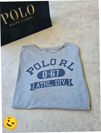 T-shirt Ralph Lauren XL coupe col rond gris Homme Men tee132