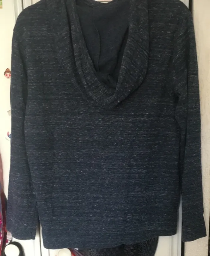 Sweat-shirt à capuche  bleu-gris chiné 8/9 ans gap - photo numéro 3