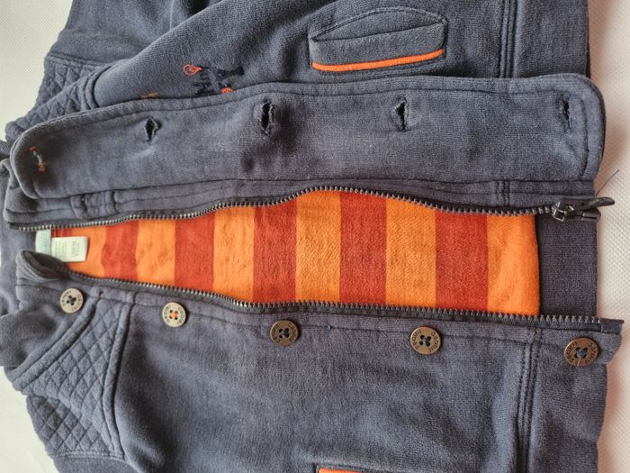 Manteau zippé 18 mois Obaïbi Bleu marine orange Inscription My Funny Factory avec petit robot - photo numéro 4