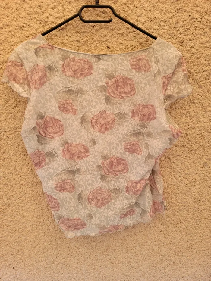 Joli haut top vintage fleuri à motif, old money, chic élégant - photo numéro 2