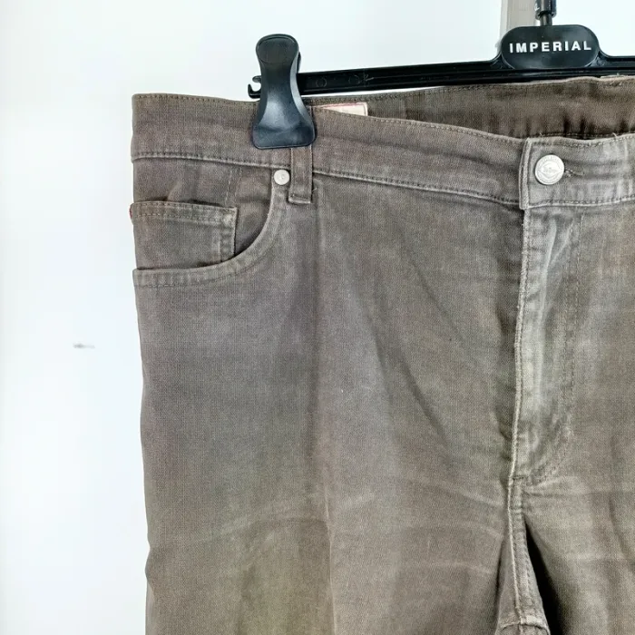 Pantalon droit kaki/ gris en toile Lee Cooper en coton élasthanne T40 taille 52 A1450 - photo numéro 3