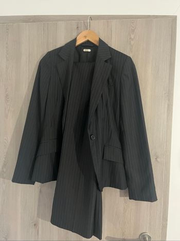 Ensemble  tailleur femme rayé gris anthracite ZARA Basic – T.36 / M - photo numéro 2