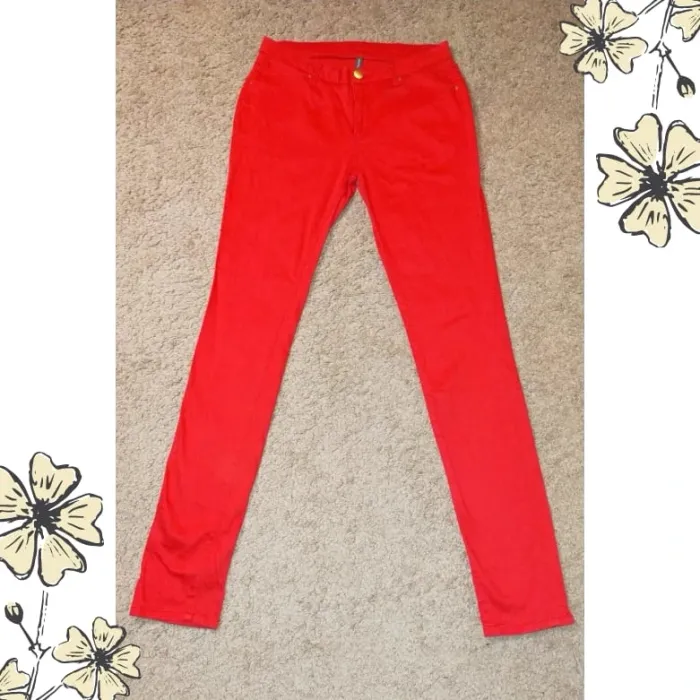 Jean corail rouge femme NafNaf, taille 36, taille basse - photo numéro 2