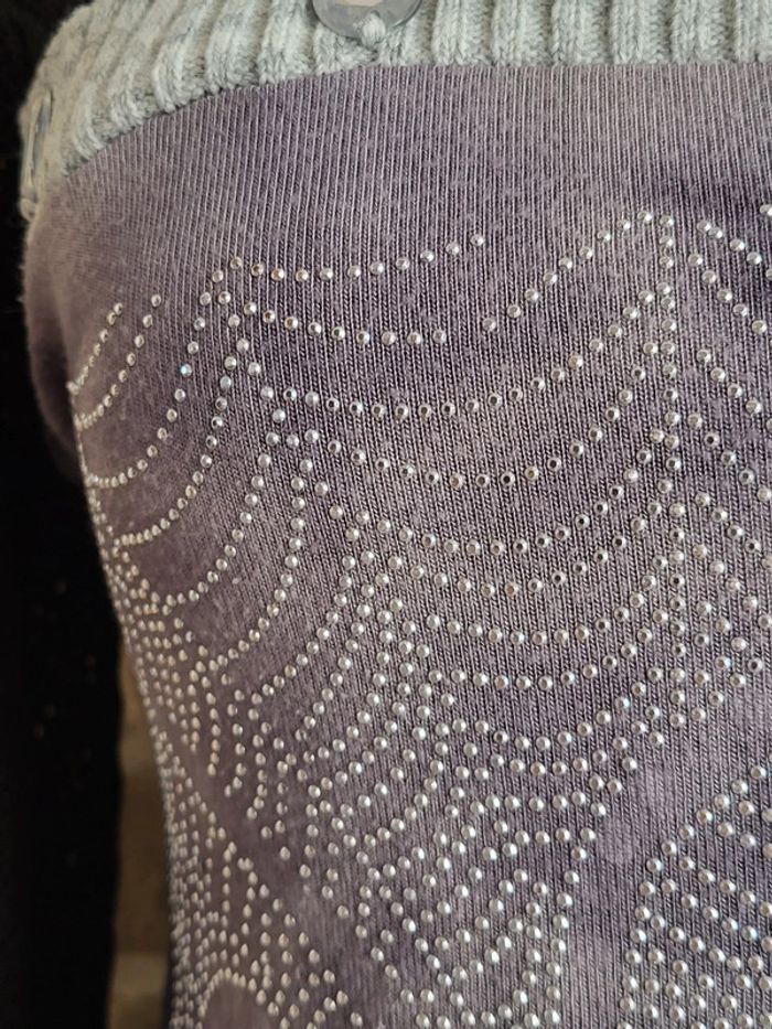 Pull vintage maille crochet et strass - photo numéro 12