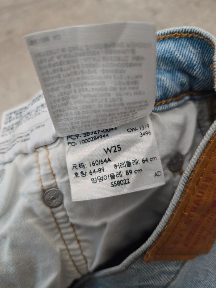 Short Levi's 501 vintage custom délavé bandes logo taille haute frangée tendance - photo numéro 6
