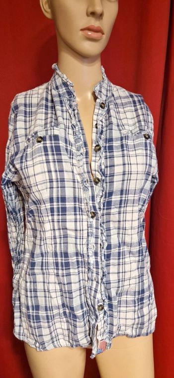 Chemise femme carreaux bleu blanc taille M American campus