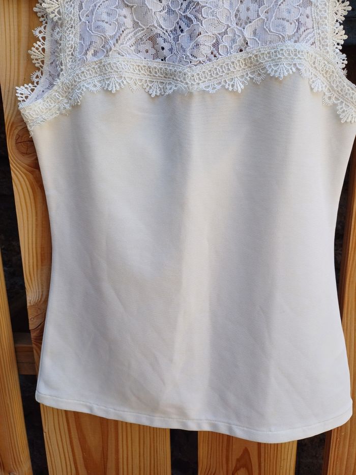Joli haut en dentelle sans manches crème H&M - photo numéro 4