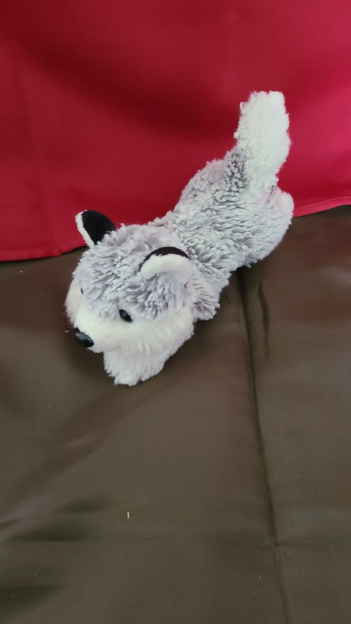 Peluche chien husky CREATIONS DANI gris blanc 20 cm - photo numéro 3