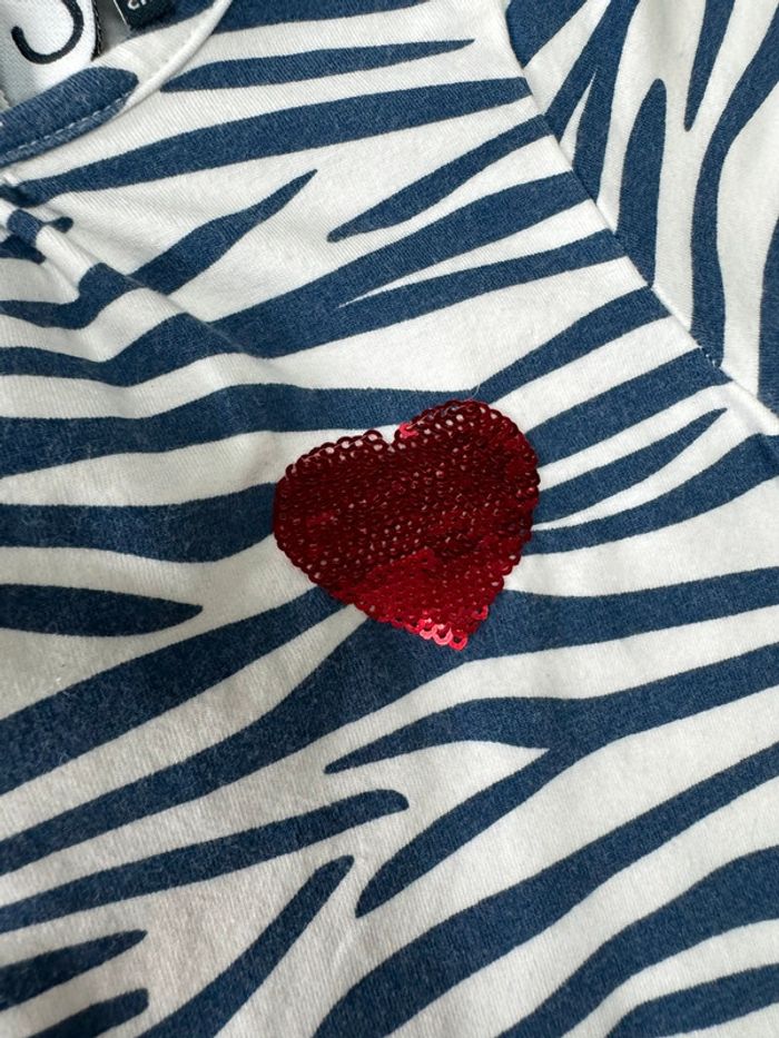 Robe MC blanche à rayures bleu marine avec cœur - Taille 3 Ans - photo numéro 5
