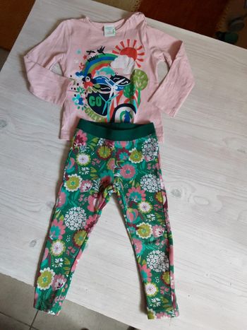 Ensemble t-shirt dauphin arc-en-ciel fleurs lapin et jogging legging T. 2 ans (92cm)