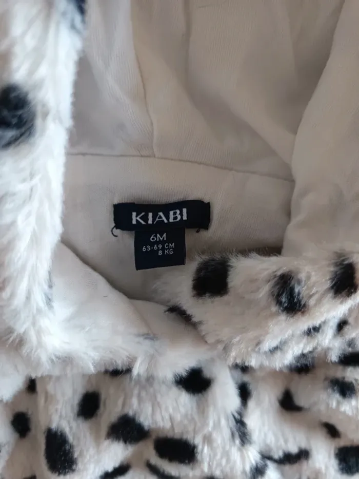 Veste sans manches à capuche oreilles de nounours blanche et noire bébé fille 6 mois Kiabi - photo numéro 3