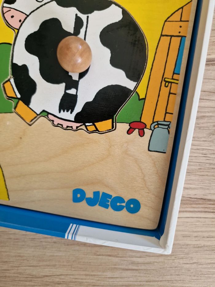 Puzzle Djeco avec boîte Ferme colorée, poules, lapin, vache, mouton, cochon. - photo numéro 4