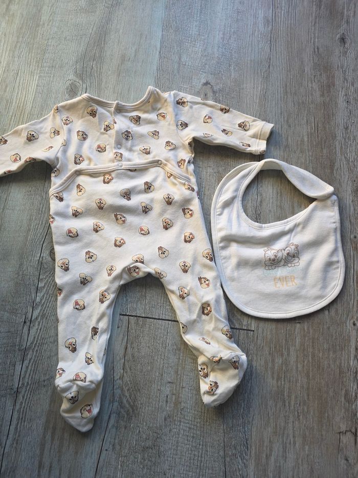 Pyjama disney tic et tac avec bavoir 3 mois neuf - photo numéro 6