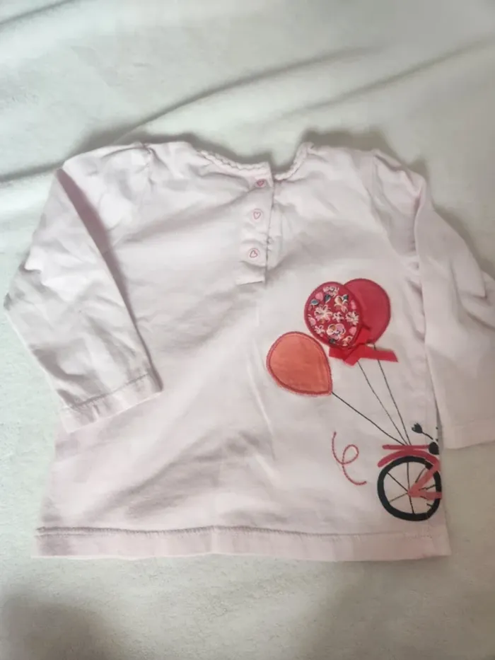 Magnifique lot bébé fille rose motif liberty jogging sweat salopette bandeau haut Dpam 9 mois - photo numéro 13