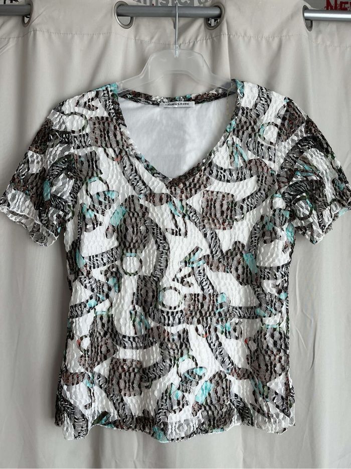 T shirt Christine Laure avec détails en dentelle