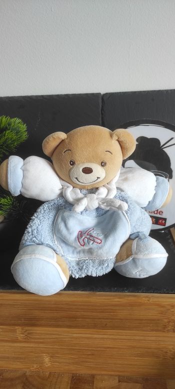 Kaloo Blue ours marin bleu blanc poche noeud blanc boule peluche K Rouge Marron