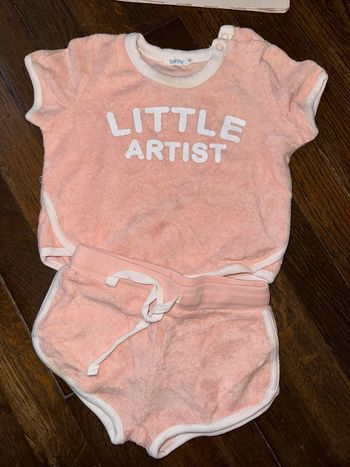 ensemble éponge Bout'chou 9 mois écriture légèrement craquelée