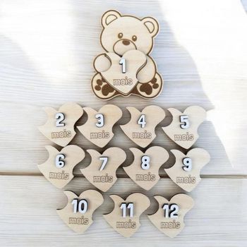 Cartes étape en bois ourson