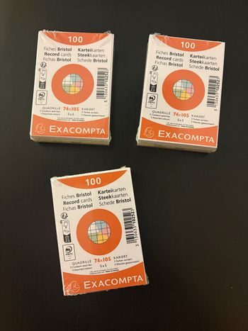 Lot de 3 paquets de 100 mini fiches Bristol