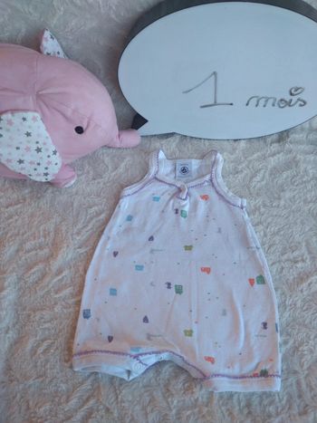 Barboteuse combinaison été léger bretelles Fille 1 mois maison chat Petit bateau 100% coton