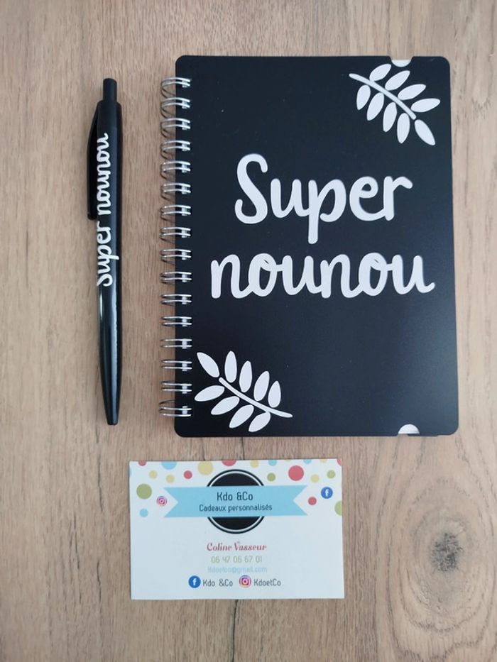 Ensemble cadeau assistante maternelle carnet stylo super nounou