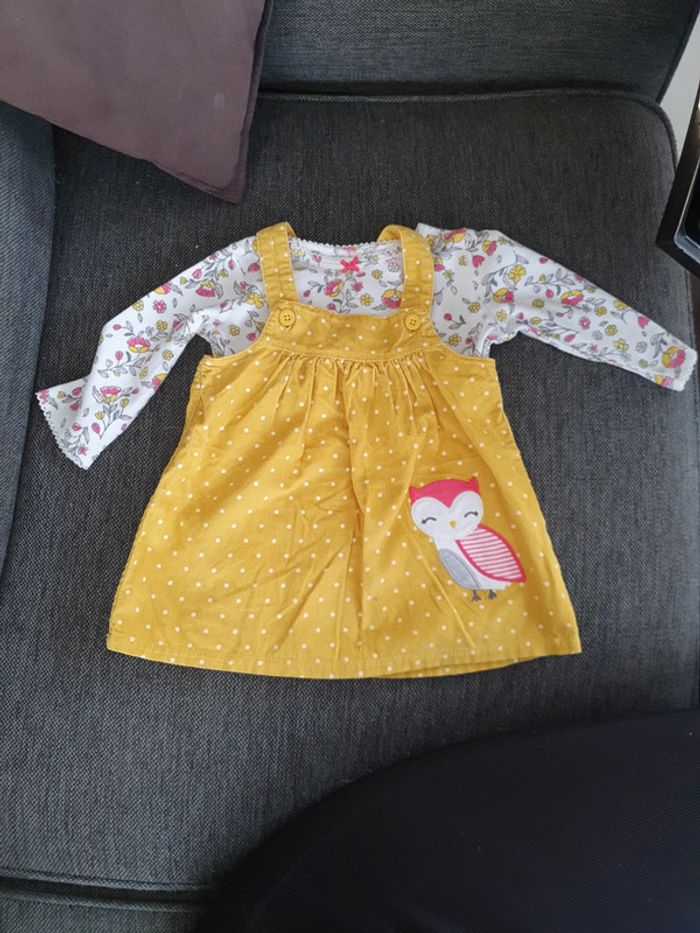Robe a bretelles et tee-shirt ML carter's 6 mois