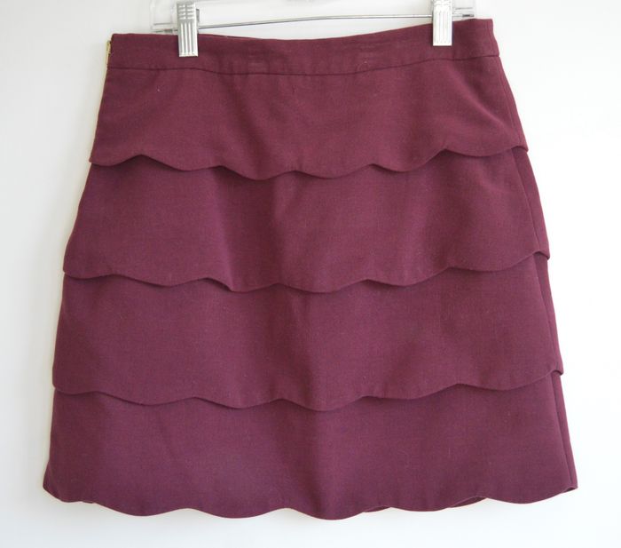 Jupe bordeaux à volants festonnés – H&M – Taille 36 - photo numéro 2