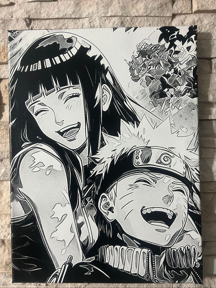 Tableau Naruto & Hinata – Couple complice – Naruto en toile 30x40cm
